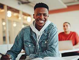 a man sitting at a desk