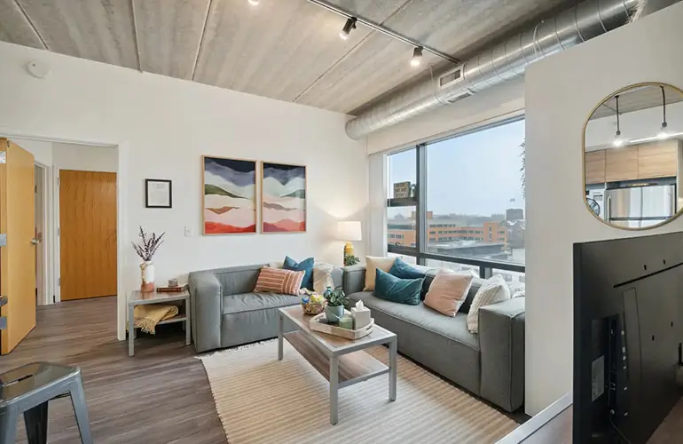 Living room with couch and coffee table